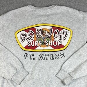 Ron Jon‎ Surf Shop Sweatshirt Medium Ft Myers Beach Crewneck Gray Pull Over